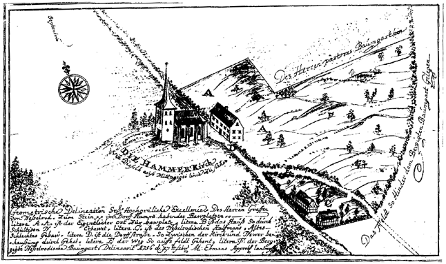 Lage und Gemarkung des Hauses, um 1760 Lage und Gemarkung des Hauses, um 1760